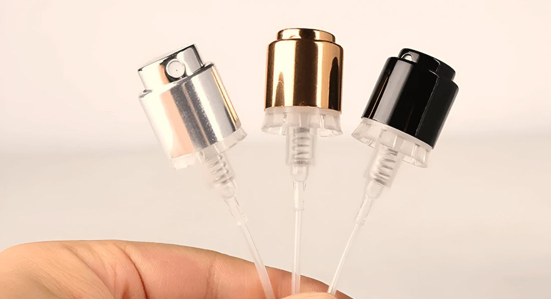 How to attach a crimpless/easy crimp perfume spray head to a perfume bottle - Packamor