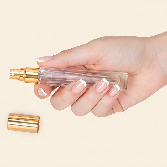 10ml Mini Perfume Bottles Wholesale - Square Tall Bottle + Gold Top - Packamor