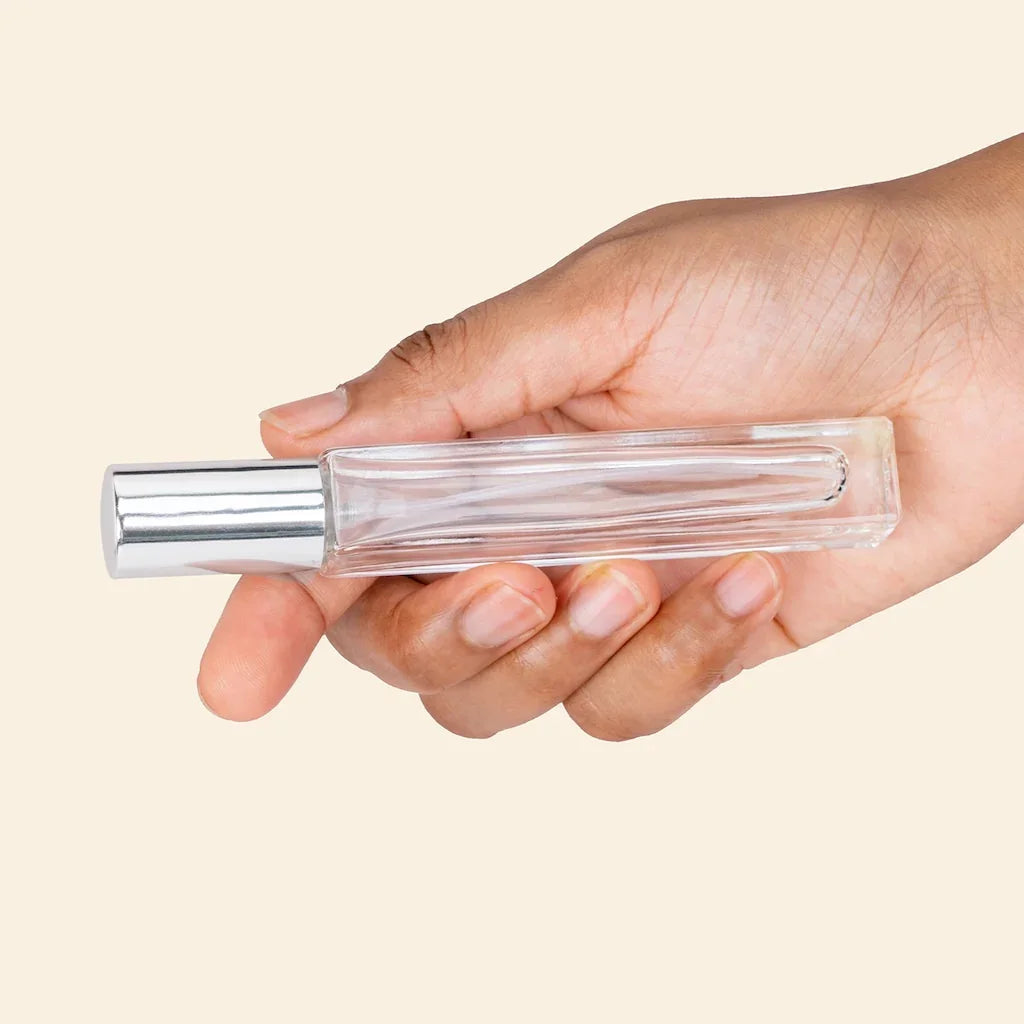 10ml Mini Perfume Bottles Wholesale - Square Tall Bottle + Silver Top - Packamor
