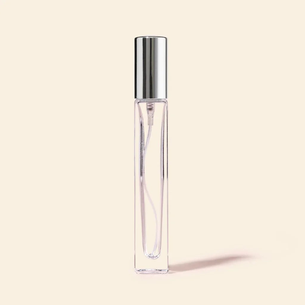 10ml Mini Perfume Bottles Wholesale - Square Tall Bottle + Silver Top - Packamor