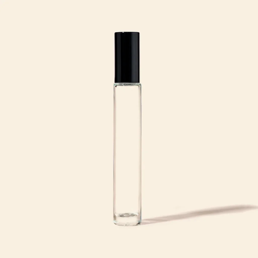 10ml Roll-on Bottles Wholesale - Round Tall Bottle + Black Top - Packamor