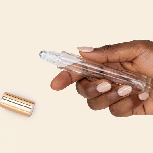 10ml Roll-on Bottles Wholesale - Round Tall Bottle + Gold Top - Packamor