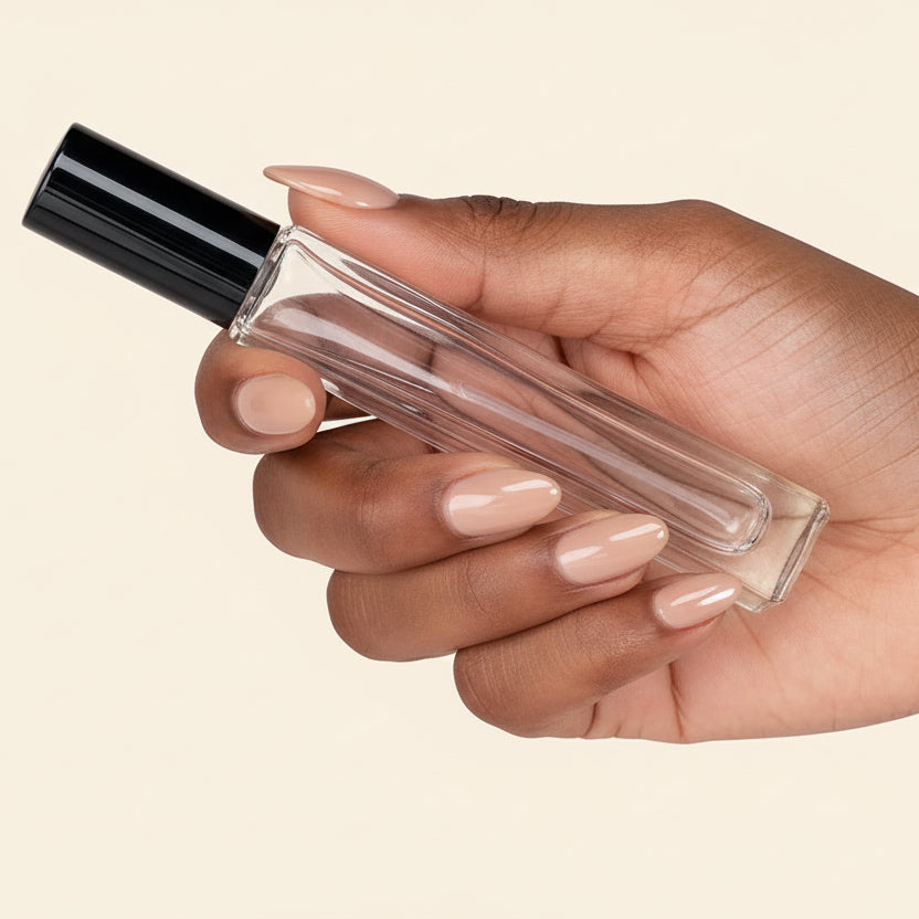 10ml Roll-on Bottles Wholesale - Square Tall Bottle + Black Top - Packamor