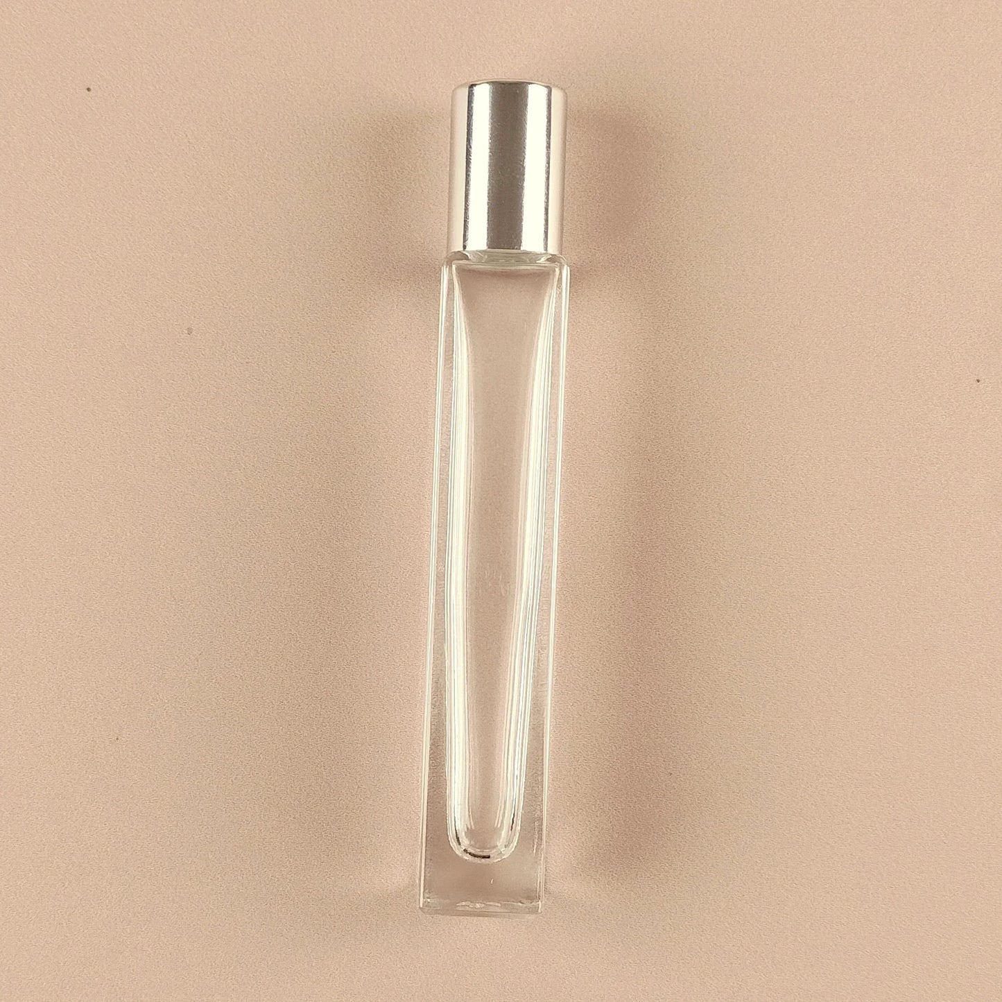 10ml Roll-on Bottles Wholesale - Square Tall Bottle + Silver Top - Packamor