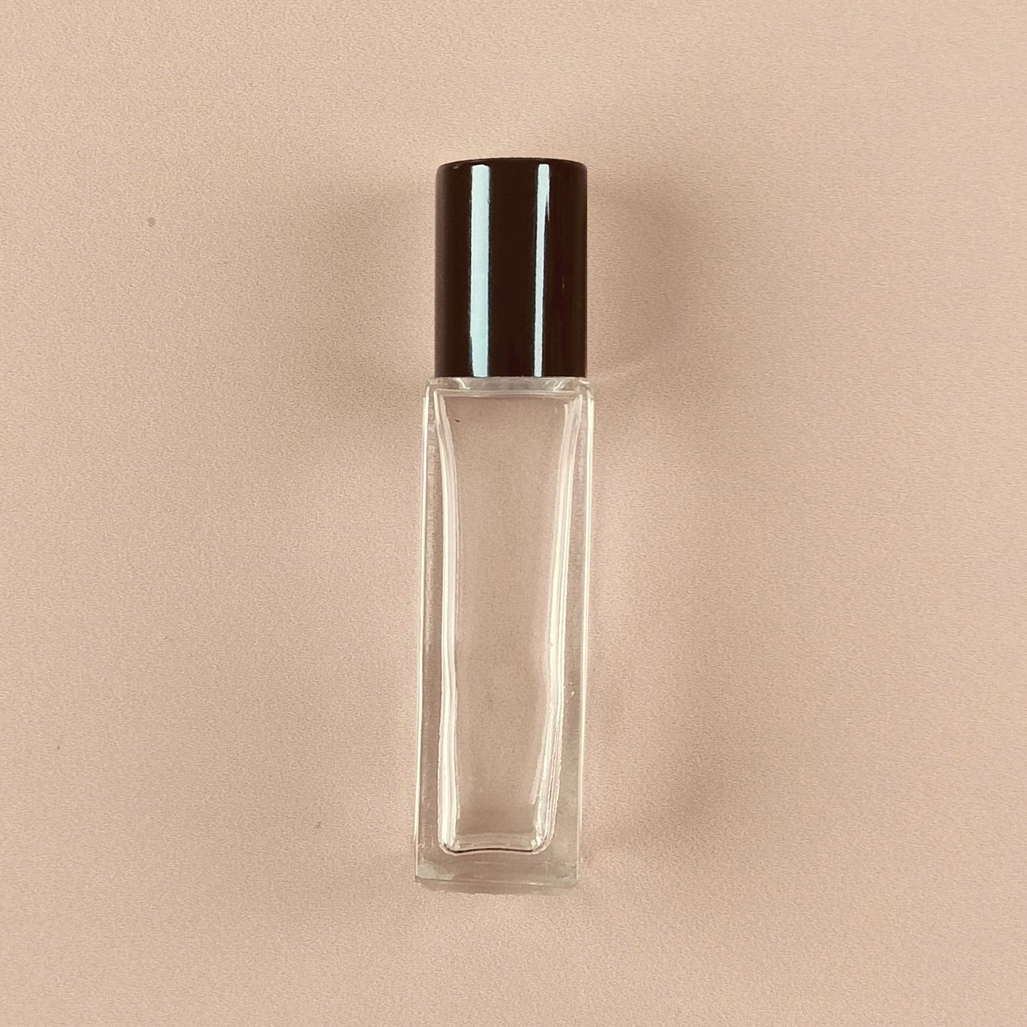 8ml Square Roll-on Bottles - Clear Glass, Refillable Roller Bottles for Essential Oils and Perfumes, Metal Black Cap, Glass Roller Ball