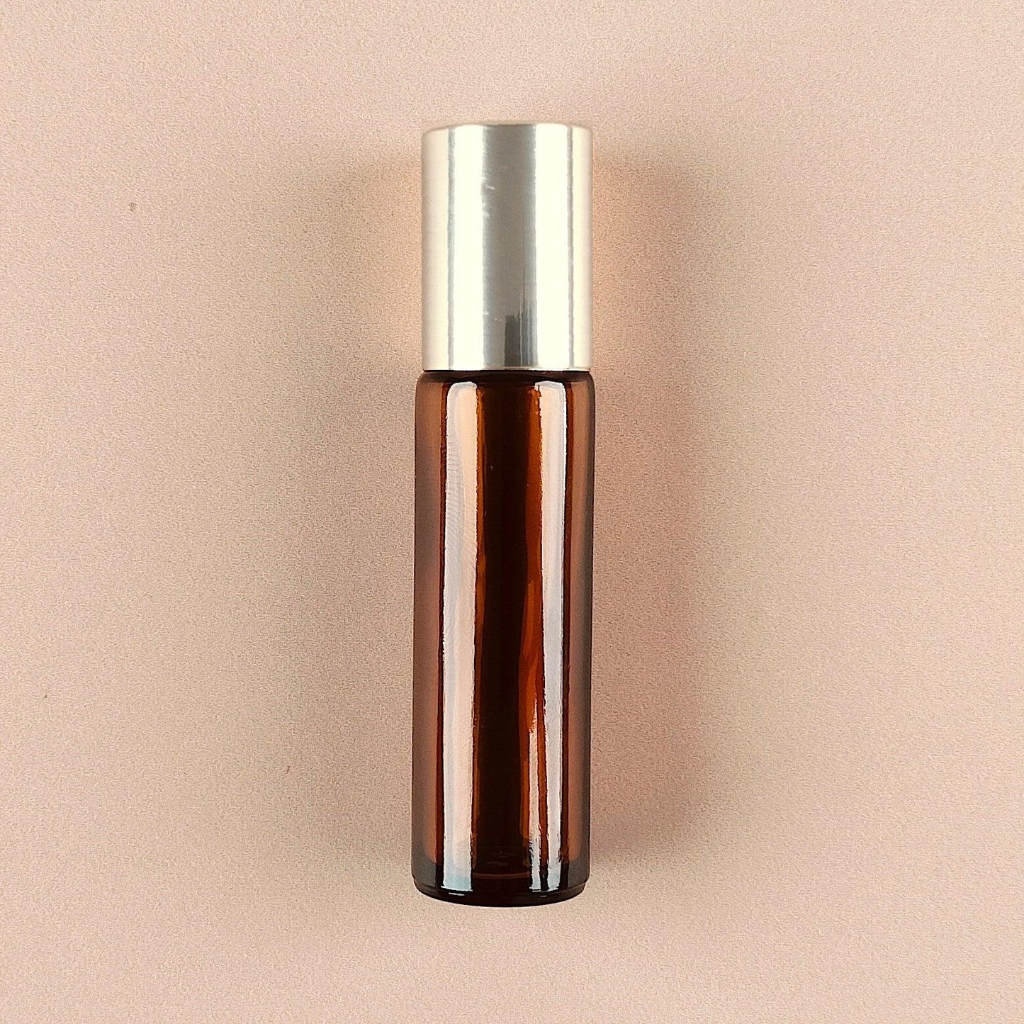 10ml Amber Roll-on Bottles Silver Cap - Refillable Roller Bottles for Essential Oils and Perfumes, Steel Roller Ball