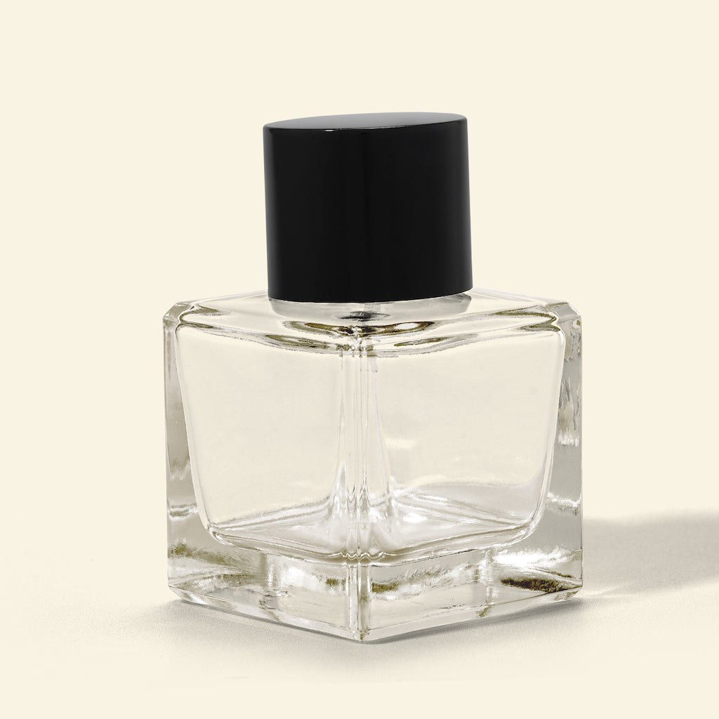 50ml Perfume Bottles Wholesale - Cube + Black Top, Bulk Glass Perfume Bottles
