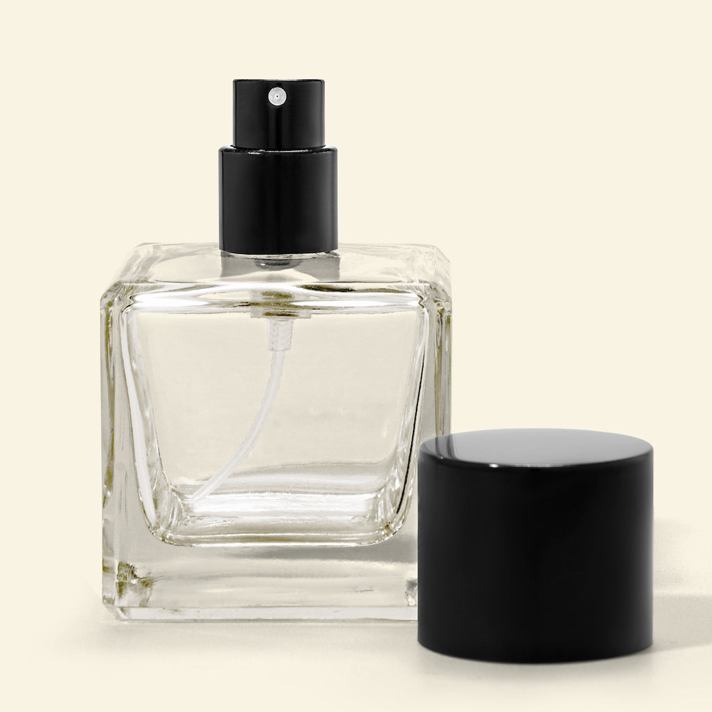 50ml Perfume Bottles Wholesale - Cube + Black Top, Bulk Glass Perfume Bottles