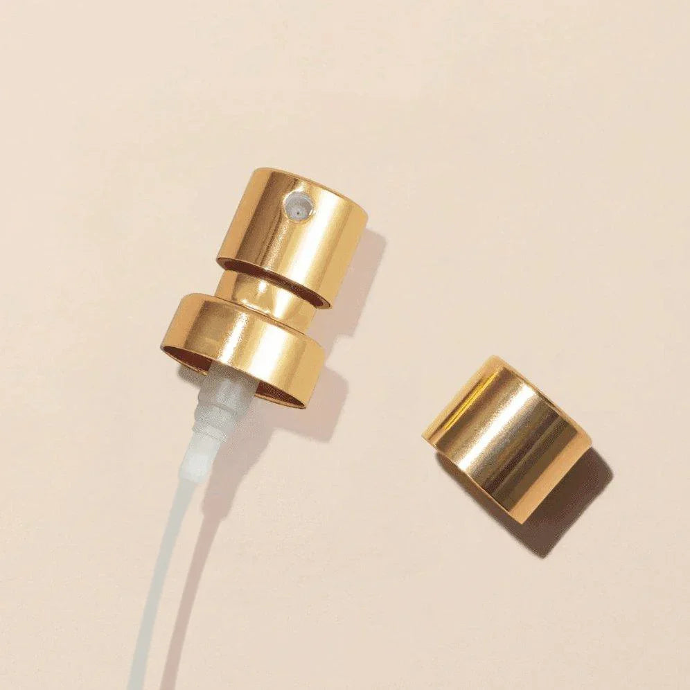 Perfume Bottle Spray - Wholesale - Pump for Perfume Tops, Glossy Gold, 100mcl/0.1cc, FEA 15, Crimp Type (with ring) - Packamor