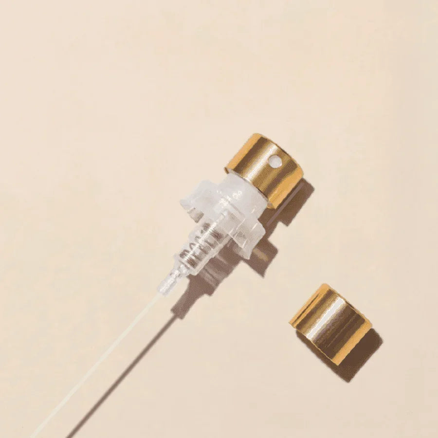 Perfume Bottle Spray - Wholesale Pump for Perfume Tops, Glossy Gold, 100mcl/0.1cc, FEA 15, Easy Crimp (with ring) - Packamor