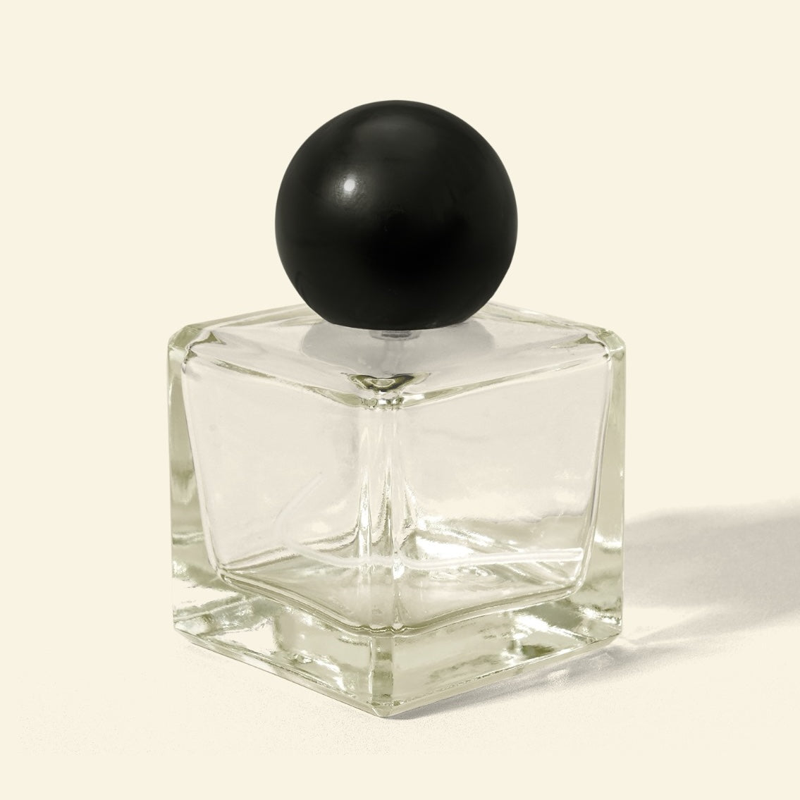 50ml Perfume Bottles Wholesale - Cube + Black Spherical/Round Top