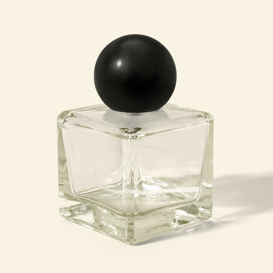 50ml Perfume Bottles Wholesale - Cube + Black Spherical/Round Top