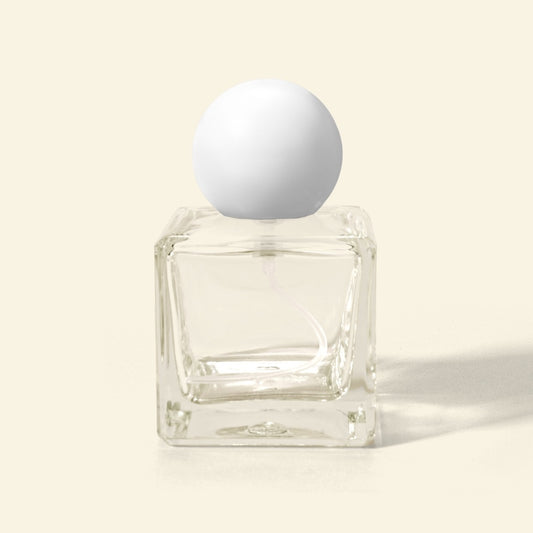 50ml Perfume Bottles Wholesale - Cube + White Spherical Top, Bulk Glass Perfume Bottles