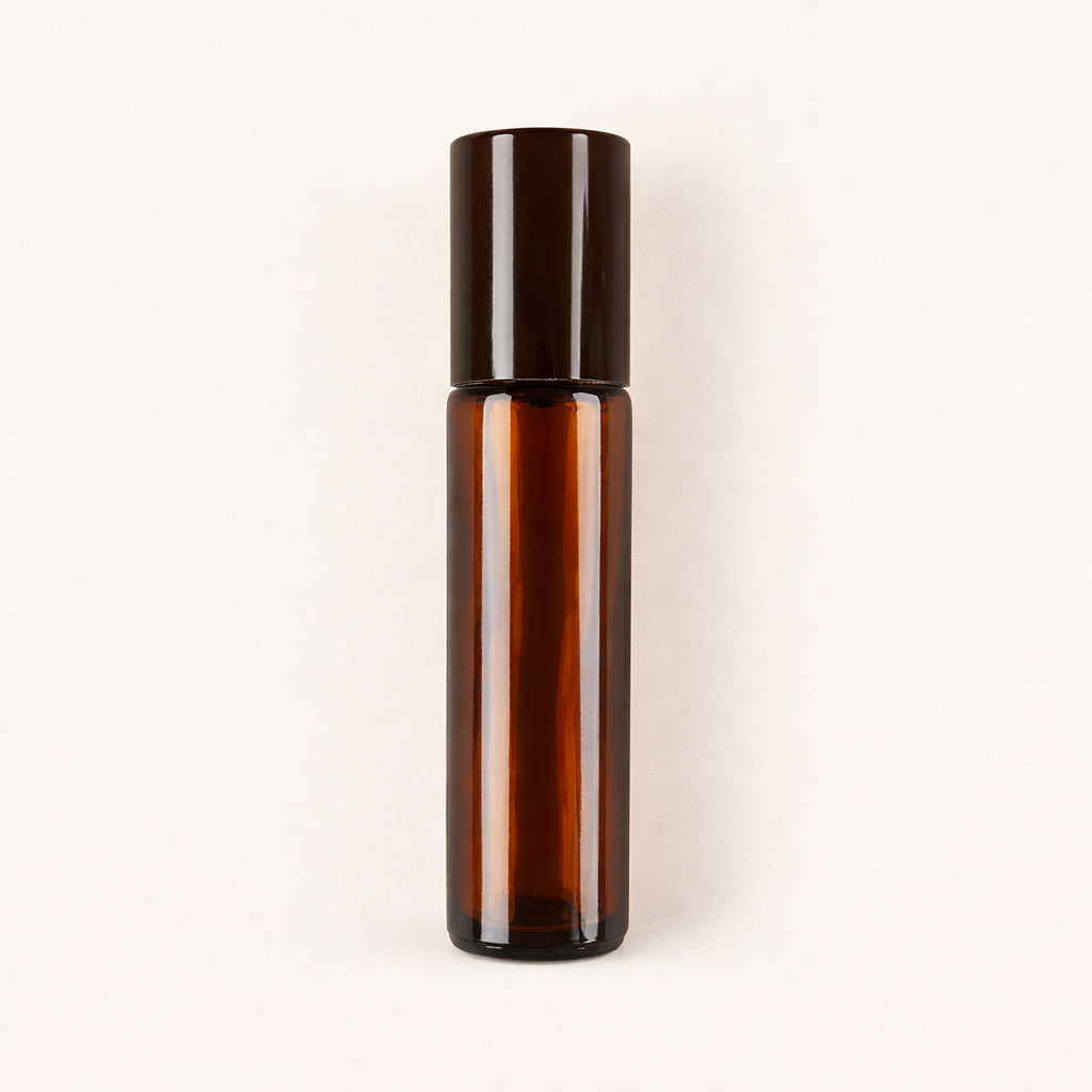 10ml Amber Roll-on Bottles Black Cap - Refillable Roller Bottles for Essential Oils and Perfumes, Steel Roller Ball