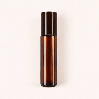 10ml Amber Roll-on Bottles Black Cap - Refillable Roller Bottles for Essential Oils and Perfumes, Steel Roller Ball