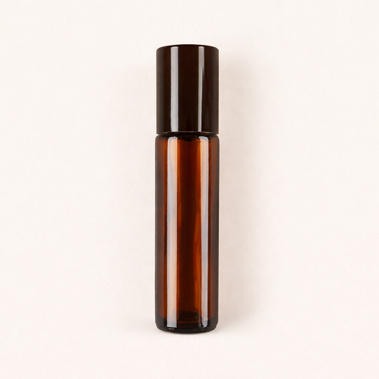 10ml Amber Roll-on Bottles Black Cap - Refillable Roller Bottles for Essential Oils and Perfumes, Steel Roller Ball