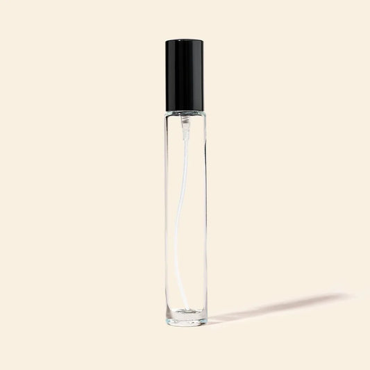 10ml Mini Perfume Bottles Wholesale - Round Tall Bottle + Black Top - Packamor