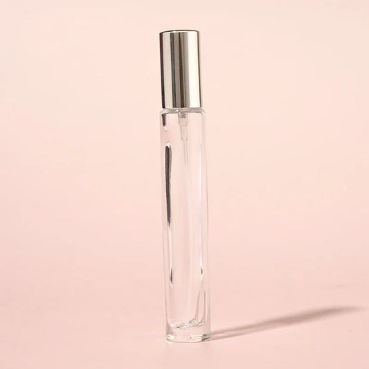 10ml Mini Perfume Bottles Wholesale - Round Tall Bottle + Silver Top - Packamor