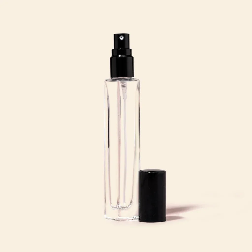 10ml Mini Perfume Bottles Wholesale - Square Tall Bottle + Black Top - Packamor