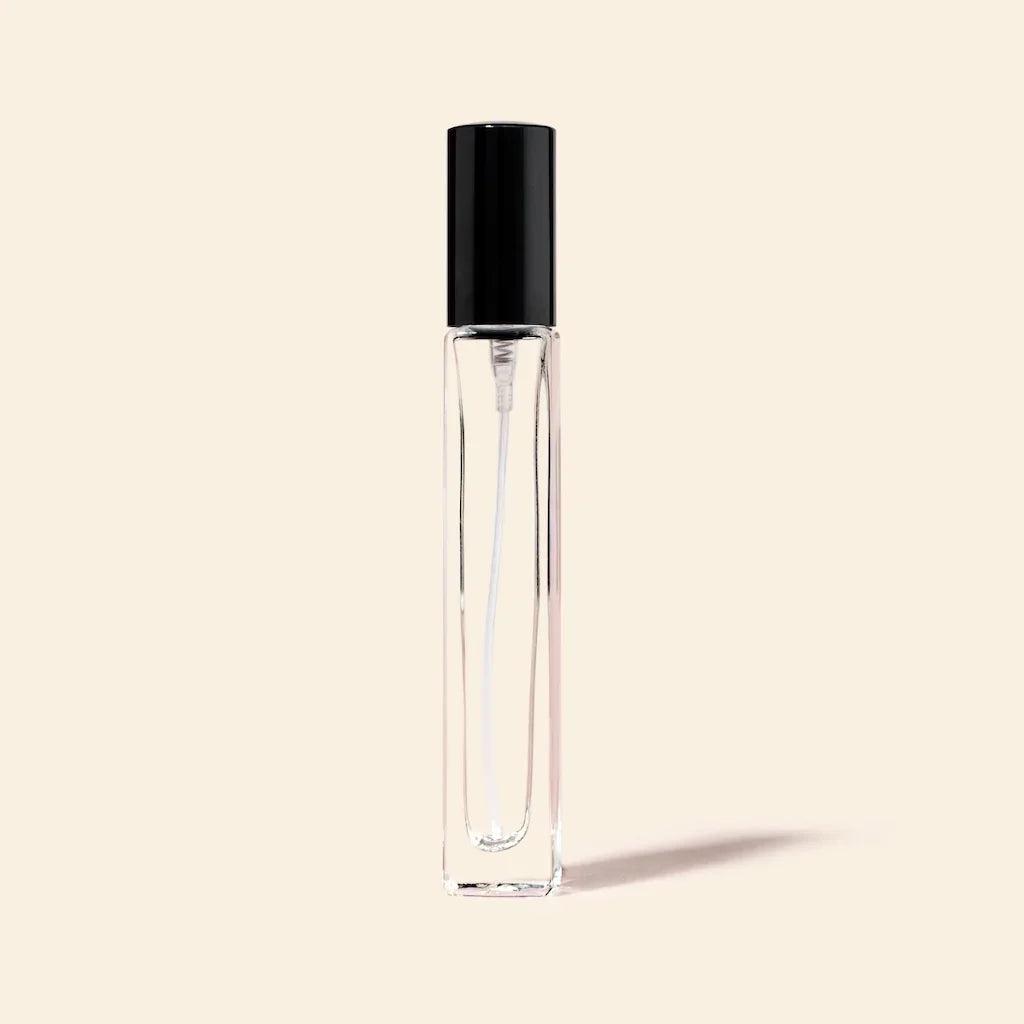 10ml Mini Perfume Bottles Wholesale - Square Tall Bottle + Black Top - Packamor