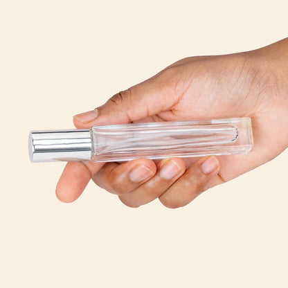 10ml Mini Perfume Bottles Wholesale - Square Tall Bottle + Silver Top - Packamor