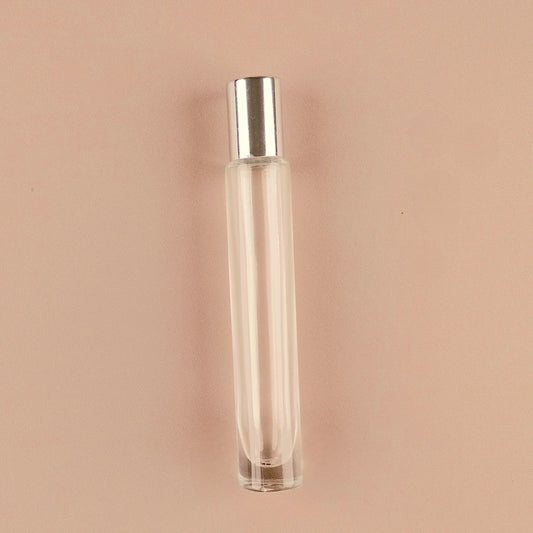10ml Roll-on Bottles Wholesale - Round Tall Bottle + Silver Top - Packamor