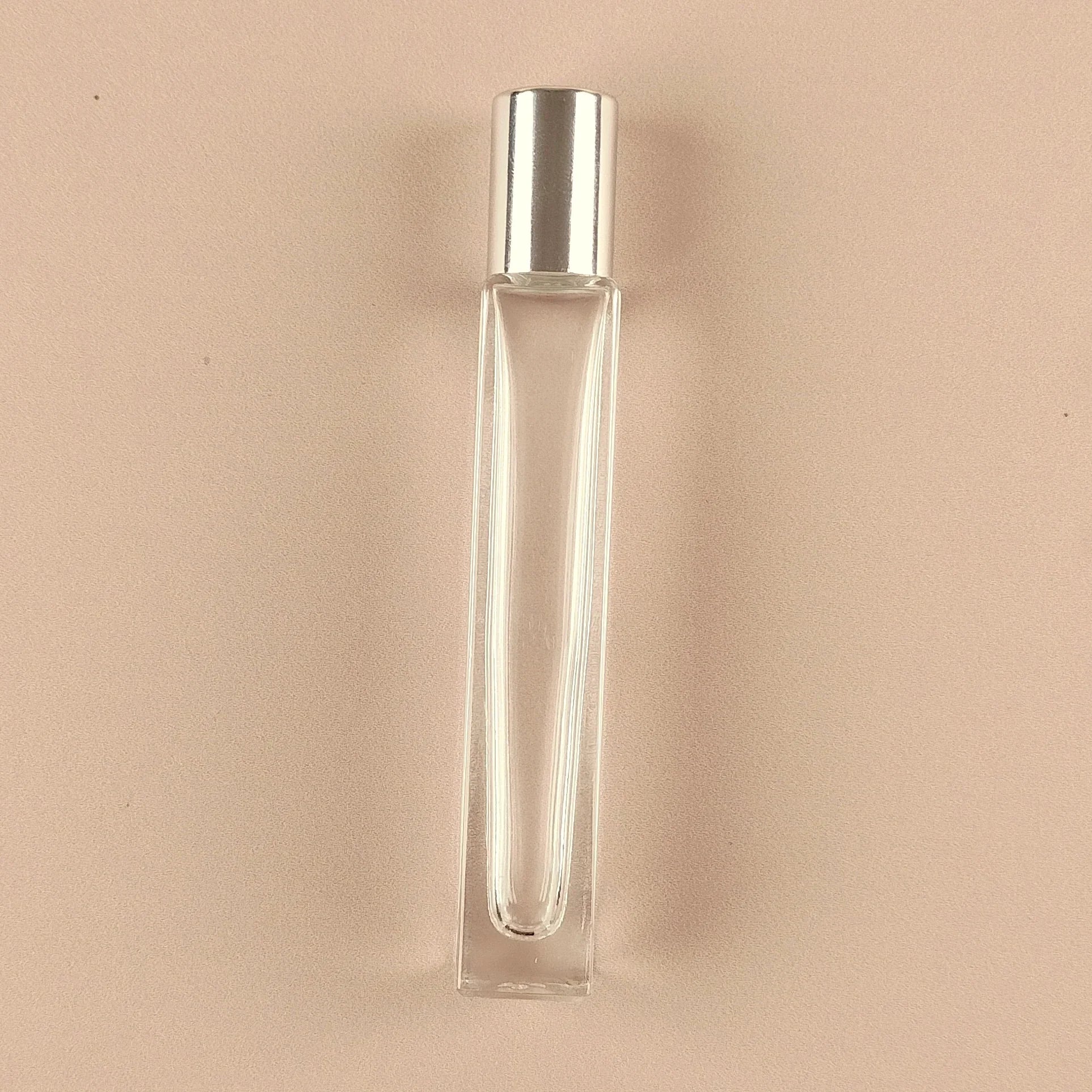 10ml Roll-on Bottles Wholesale - Square Tall Bottle + Silver Top - Packamor
