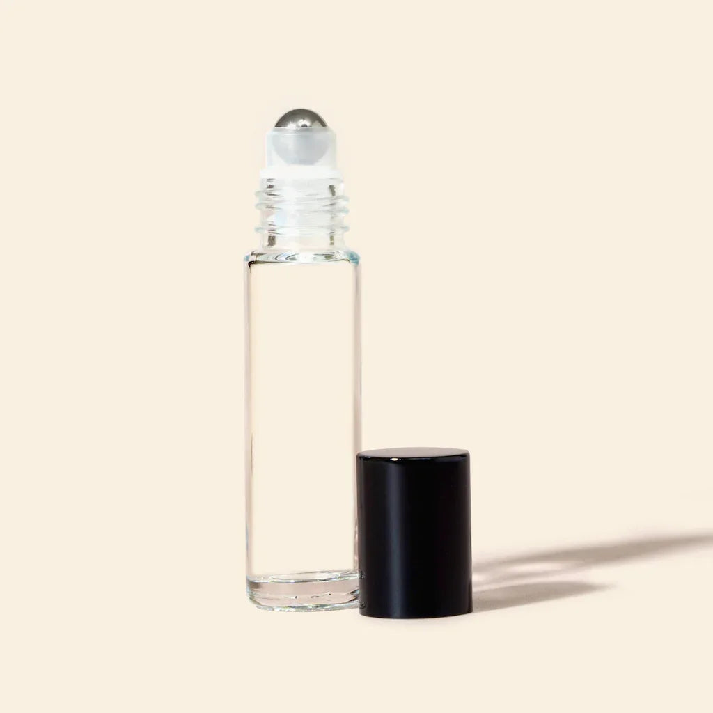 10ml/0.34oz Roll-on bottles Black Cap - Round, Refillable Roller bottles for Essential Oil Perfumes Aromatherapy, Steel Roller Ball - Packamor