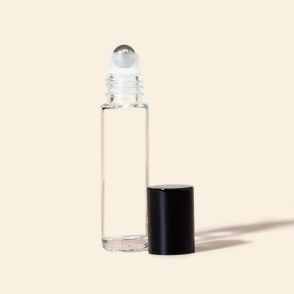 10ml/0.34oz Roll-on bottles Black Cap - Round, Refillable Roller bottles for Essential Oil Perfumes Aromatherapy, Steel Roller Ball - Packamor