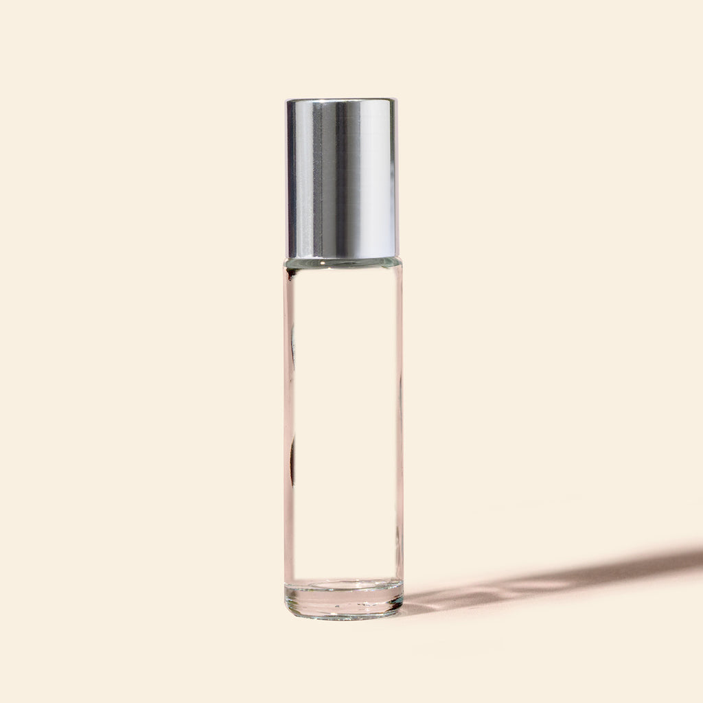 10ml/0.34oz Roll-on bottles - Round, Clear Refillable Glass Empty Roller bottles for Essential Oil Perfumes Aromatherapy Metal Silver Top, Steel Roller Ball