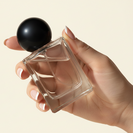 Refillable Perfume Bottles - 50ml Regula + Black Spherical Screw Top
