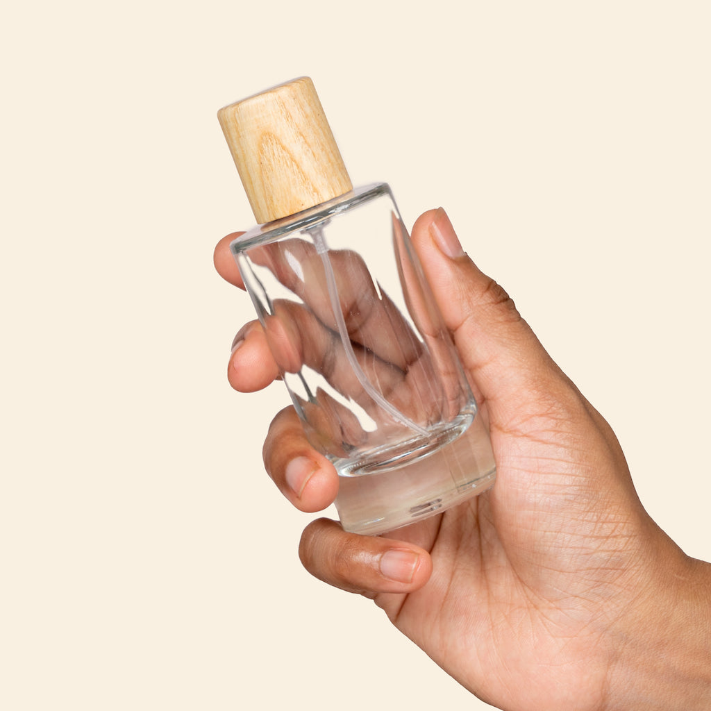50ml Perfume Bottles Wholesale - Senso + Ash Wood Top, Luxury Custom Glass Bottles