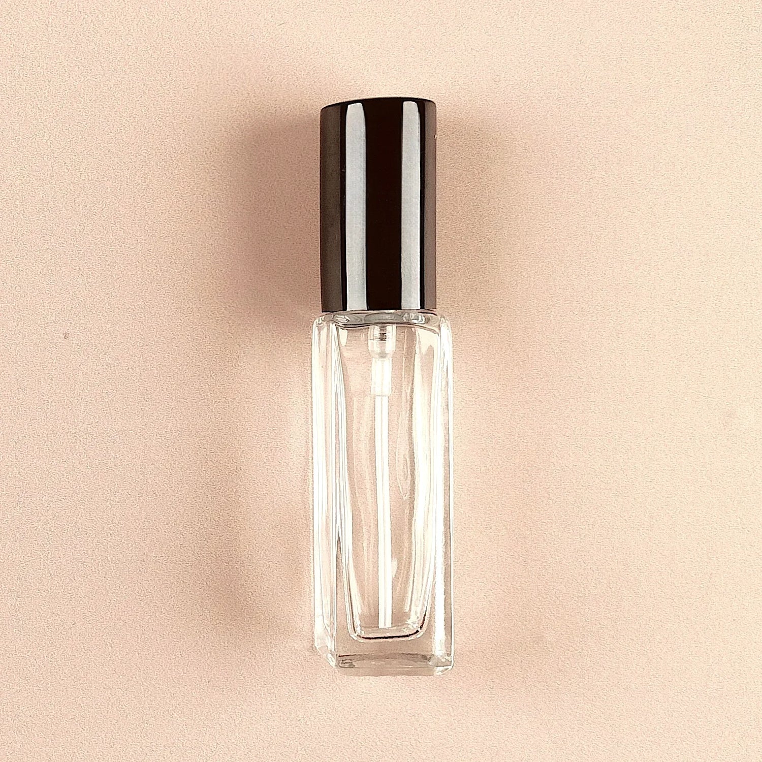 8ml Mini Perfume Bottles Wholesale - Square Bottle + Metallic Black Top - Packamor