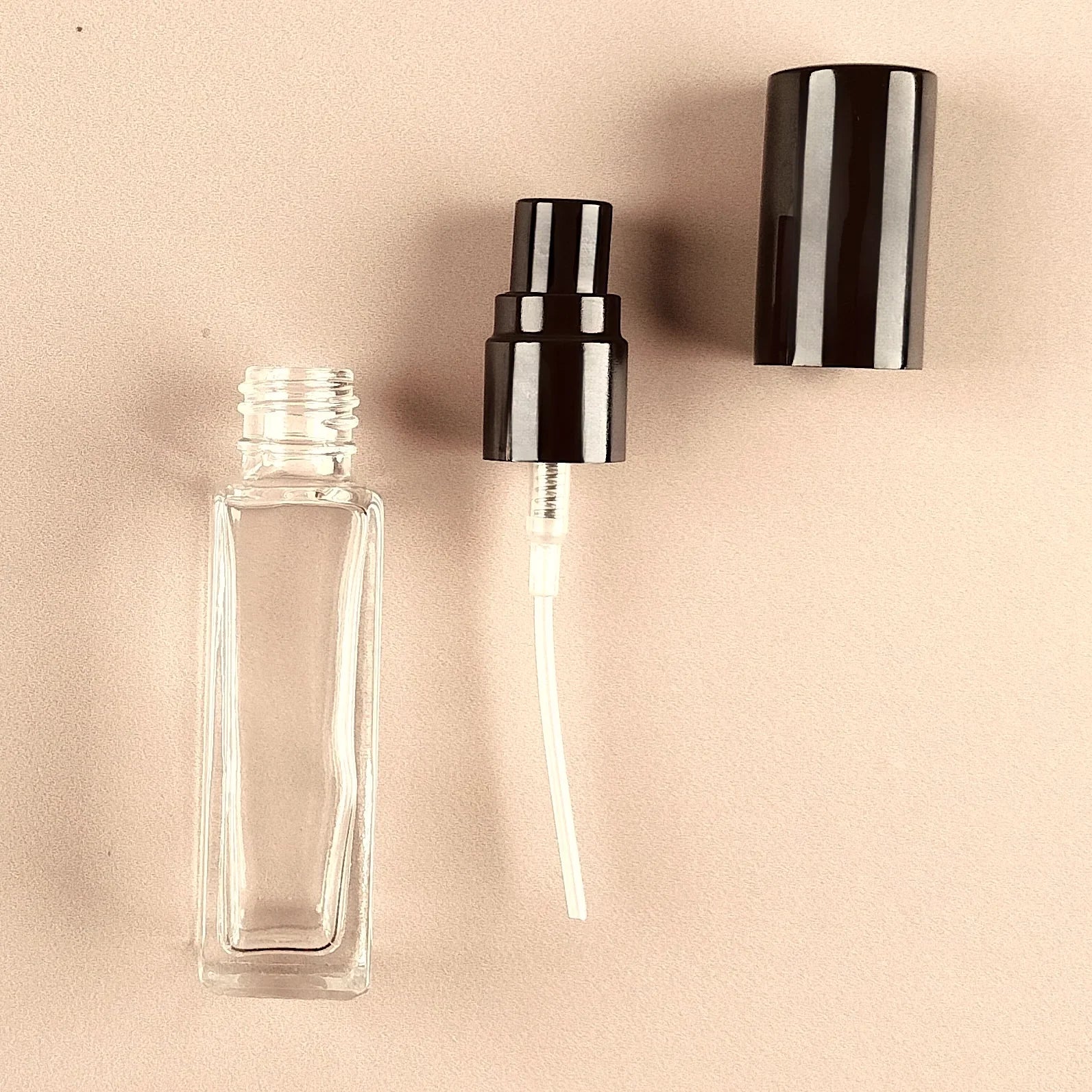 8ml Mini Perfume Bottles Wholesale - Square Bottle + Metallic Black Top - Packamor
