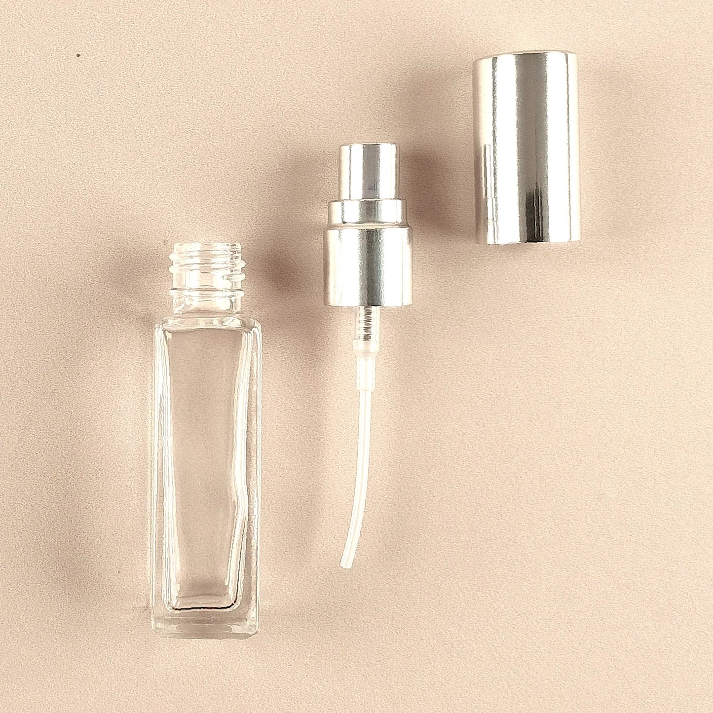 8ml Mini Perfume Bottles Wholesale - Square Bottle + Silver Top - Packamor