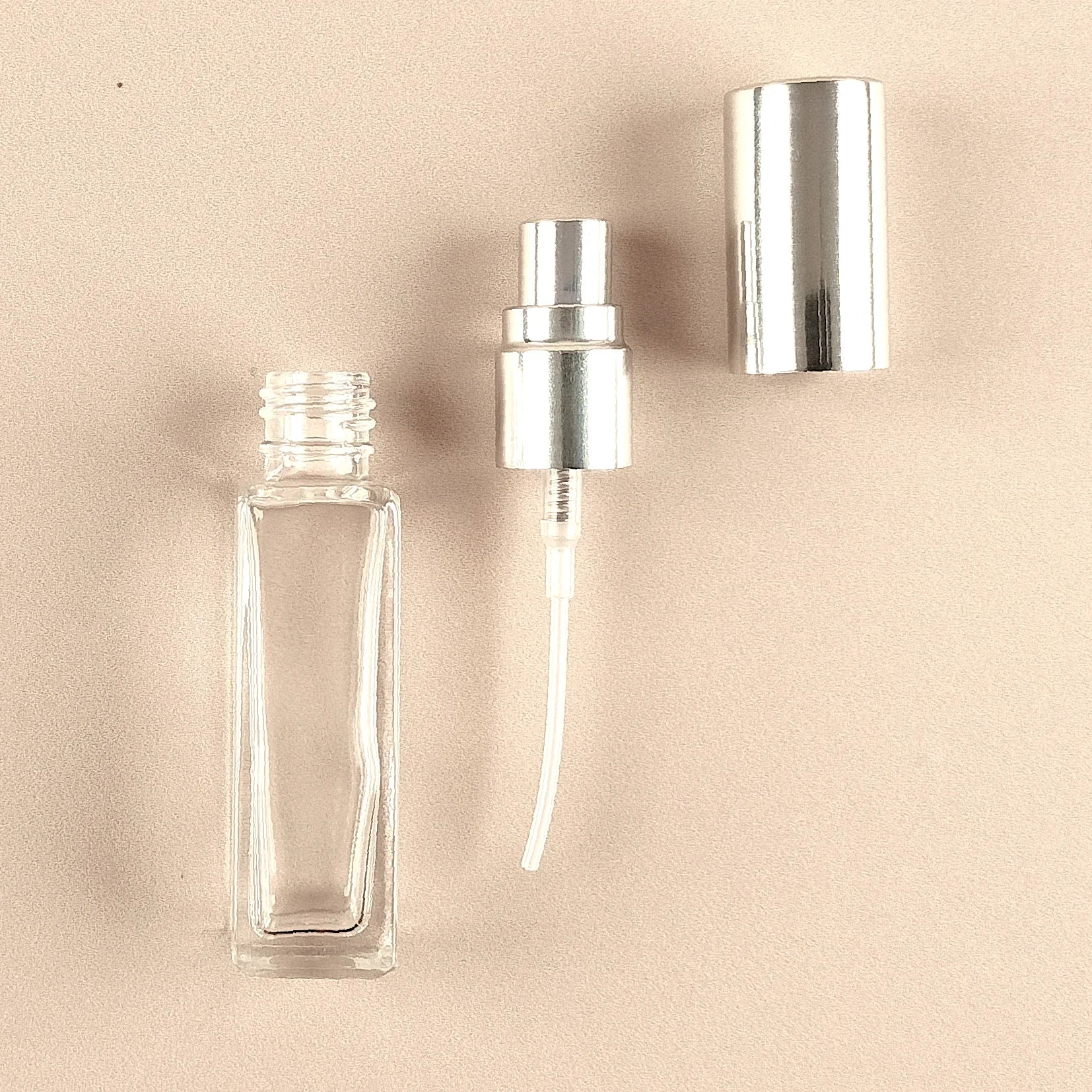 8ml Mini Perfume Bottles Wholesale - Square Bottle + Silver Top - Packamor