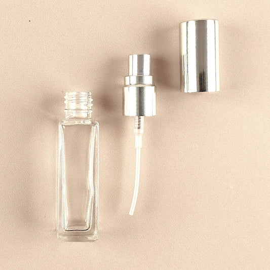 8ml Mini Perfume Bottles Wholesale - Square Bottle + Silver Top - Packamor