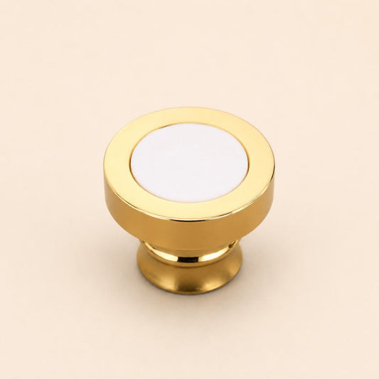 Perfume Tops - White+Gold Circle Top T Cap - Wholesale Perfume Cap, FEA 15