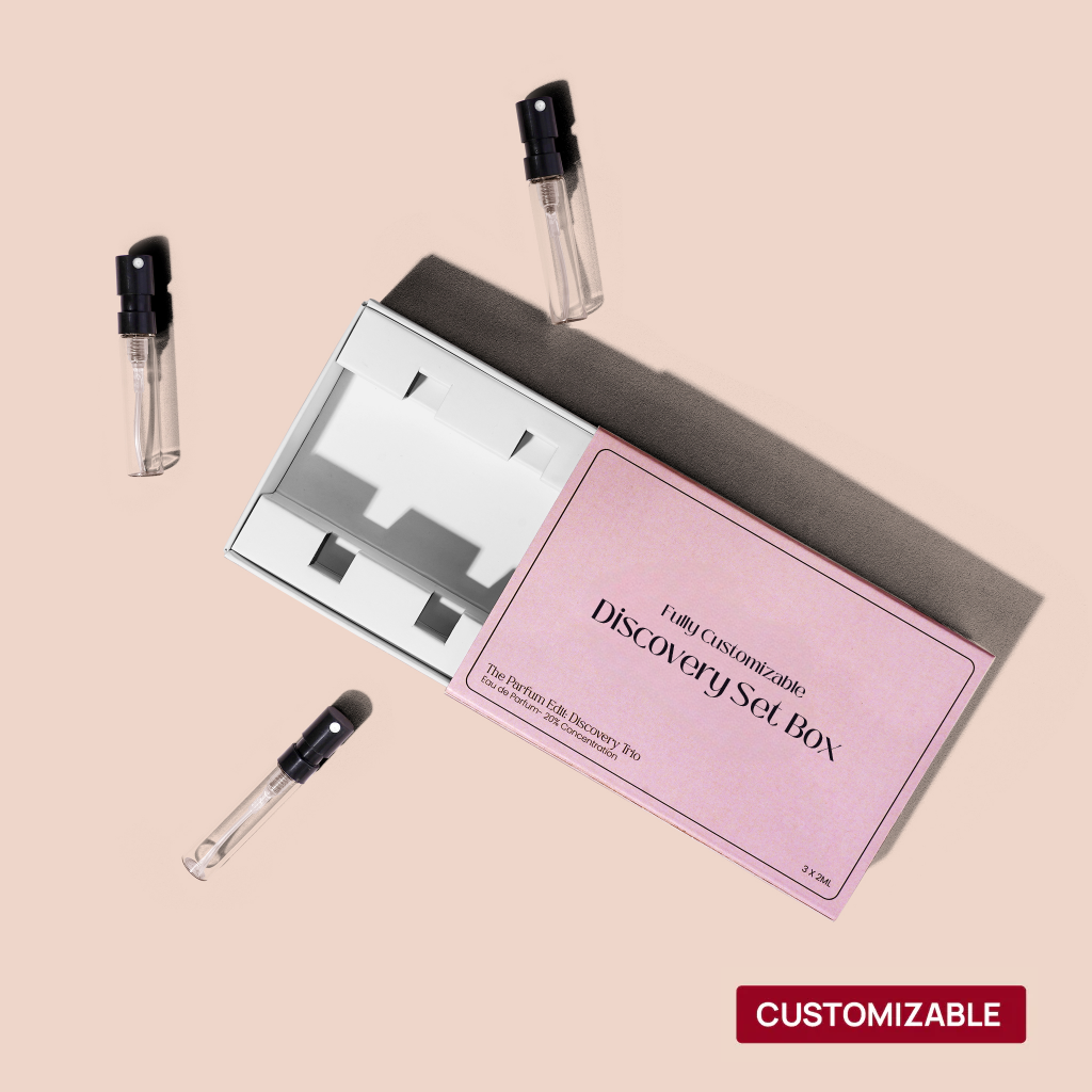 Custom Printed Discovery Box for Perfumes - Holds 3 x 2ml Tester Bottles (Only Box)