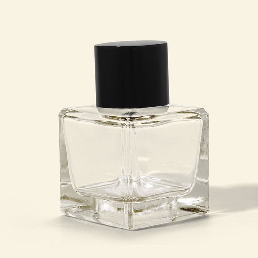 50ml Perfume Bottles Wholesale - Cube + Black Top, Bulk Glass Perfume Bottles