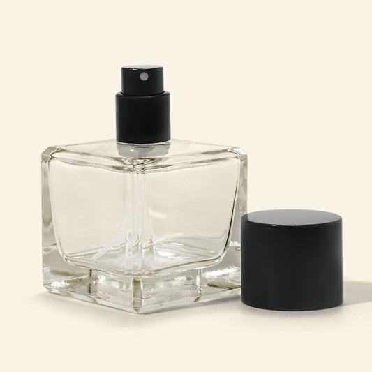 50ml Perfume Bottles Wholesale - Cube + Black Top, Bulk Glass Perfume Bottles