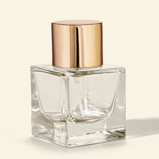 50ml Perfume Bottles Wholesale - Cube + Gold Top, Bulk Glass Perfume Bottles