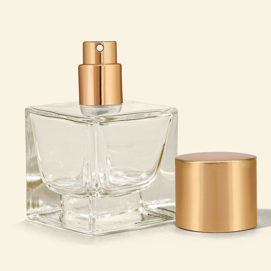 50ml Perfume Bottles Wholesale - Cube + Gold Top, Bulk Glass Perfume Bottles