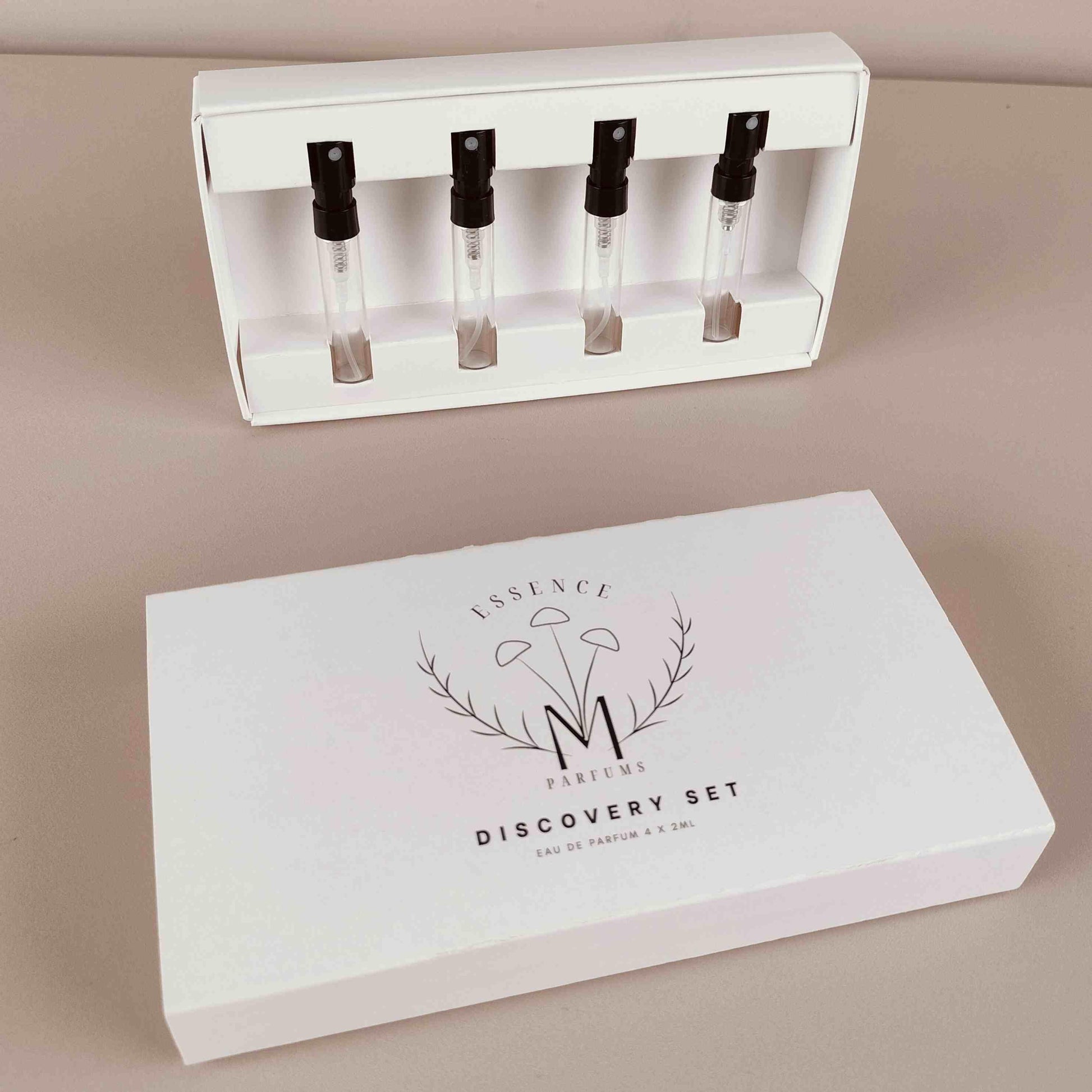 Custom Printed Discovery Box for Perfumes - Holds 4 x 2ml Tester Bottles (Only Box) - Packamor
