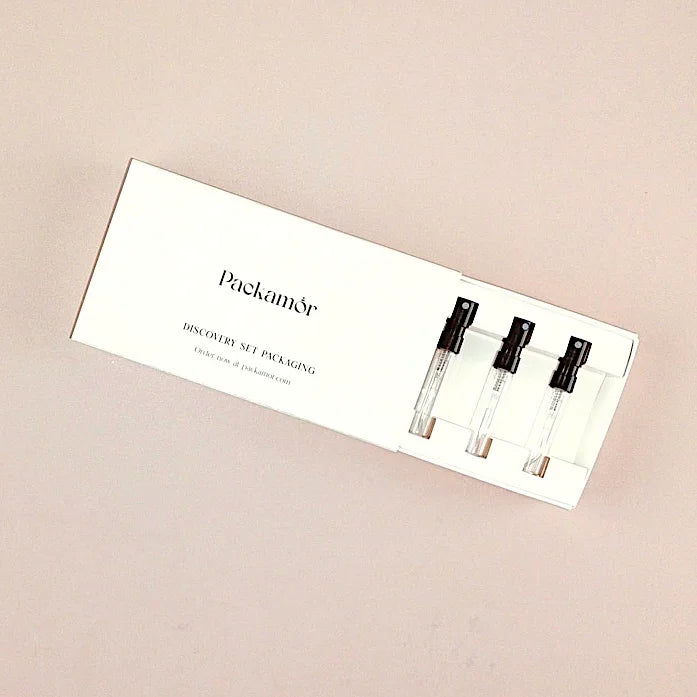 Custom Printed Discovery Box for Perfumes - Holds 4 x 2ml Tester Bottles (Only Box) - Packamor