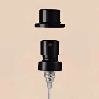 Perfume Bottle Spray - Black Wholesale Pump for Perfume Tops, Black Metal, 100mcl/0.1cc, FEA 15, Crimp Type (with step collar) - Packamor