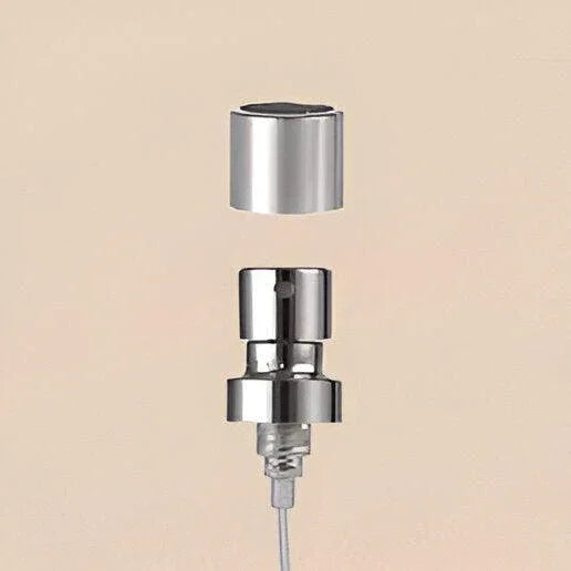 Perfume Bottle Spray - Wholesale for Perfume Tops, Shiny Silver, 100mcl/0.1cc, FEA 15, Crimp Type (with ring) - Packamor