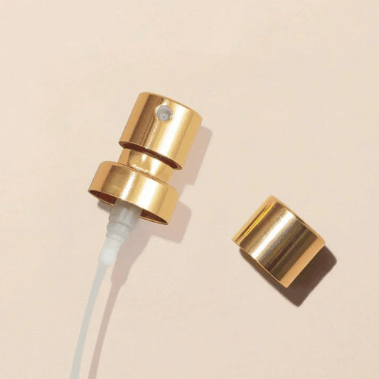 Perfume Bottle Spray - Wholesale - Pump for Perfume Tops, Glossy Gold, 100mcl/0.1cc, FEA 15, Crimp Type (with ring) - Packamor
