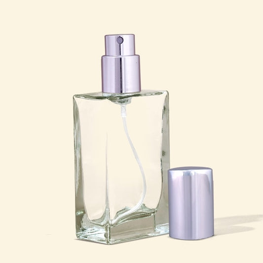 Small Perfume Bottles Wholesale - 25ml/1oz Mini Rect + Silver Top Set, Empty Perfume Bottles in Bulk