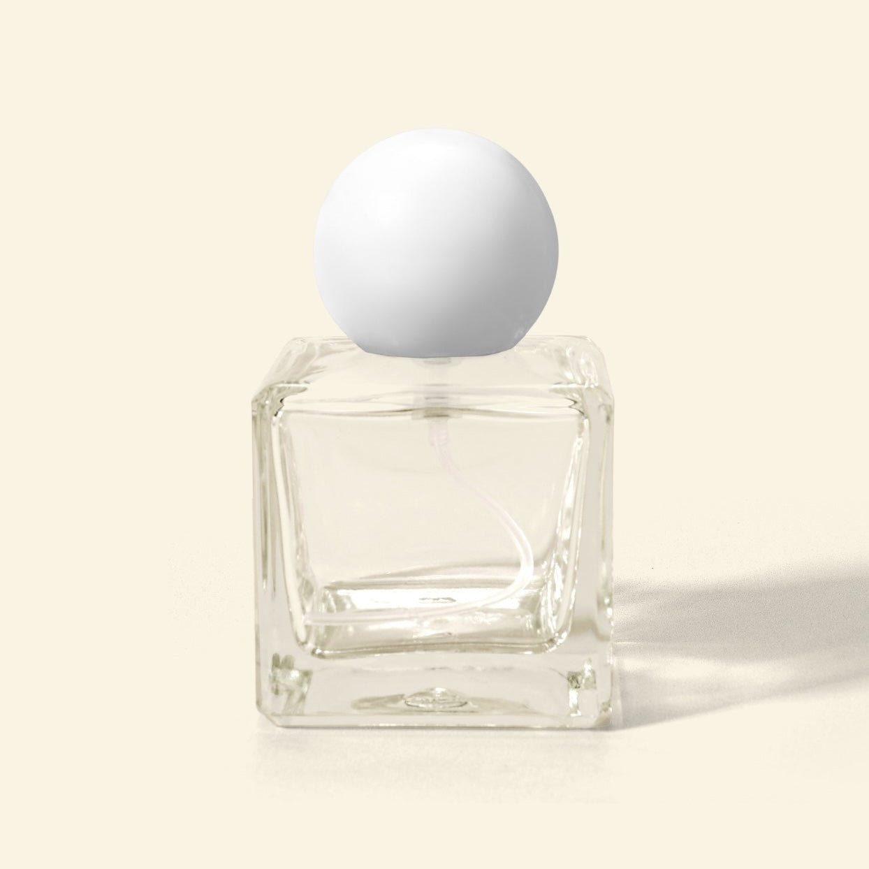 50ml Perfume Bottles Wholesale - Cube + White Spherical Top, Bulk Glass Perfume Bottles